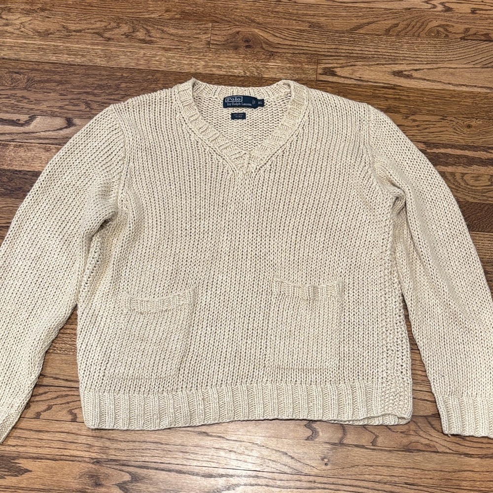 Ralph Lauren Men's V-Neck Sweater in Cream